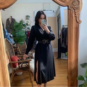 Black Zara midi dress perfect for fall winter
